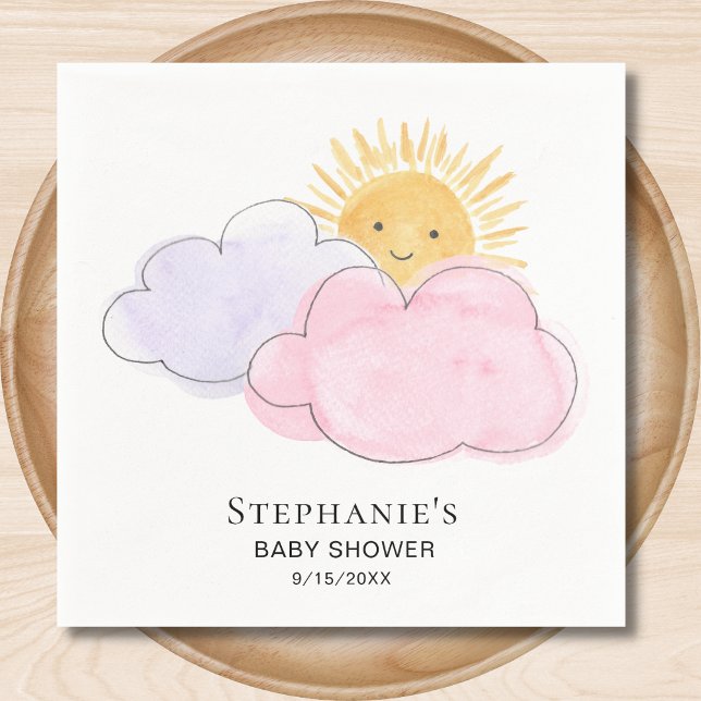 Servilleta De Papel Nubes Sunshine Chica Rosa Baby Shower (Subido por el creador)
