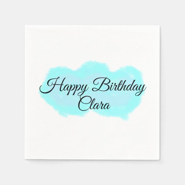 Servilleta De Papel Nubes verdes azules, niños modernos de feliz cumpl (Anverso)