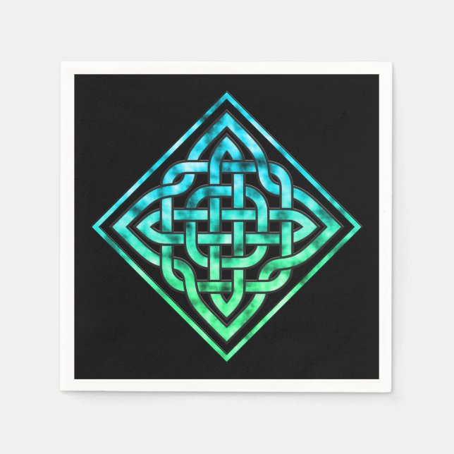 Servilleta De Papel Nudo Celta - Verde Azul Diamante (Anverso)