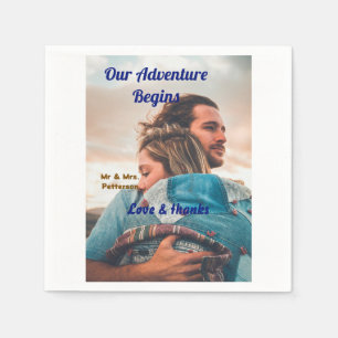 Servilleta De Papel Nuestra aventura comienza agregar foto de pareja a