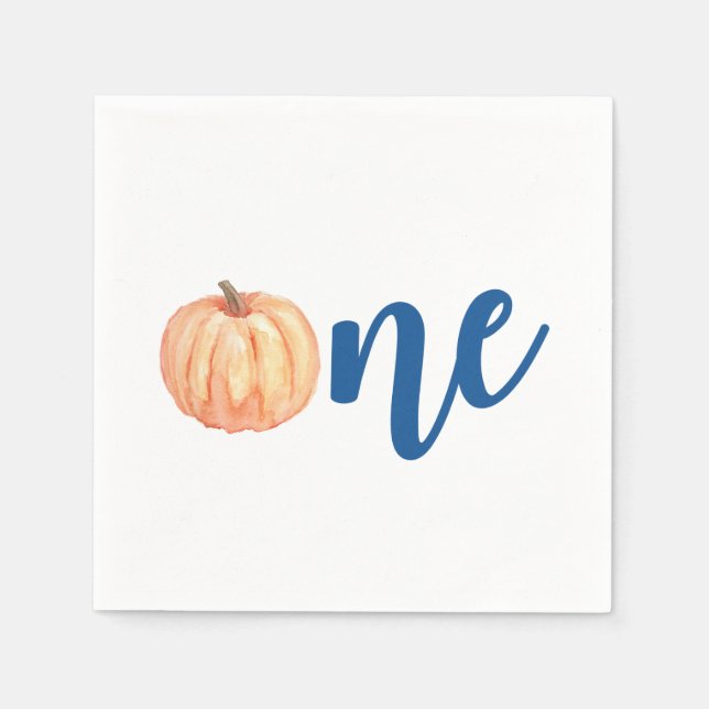 Servilleta De Papel Nuestra Calabaza Pequeña Un primer cumpleaños azul (Anverso)