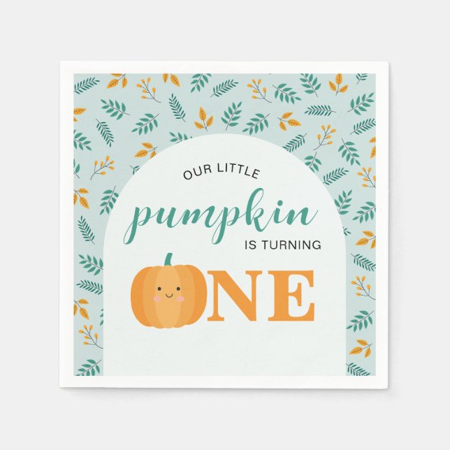 Servilleta De Papel Nuestra calabaza se vuelve un primer cumpleaños (Anverso)