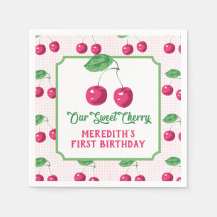 Servilleta De Papel "Nuestra dulce cereza" cumpleaños rosa y verde