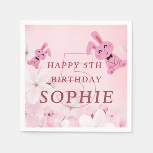 Servilleta De Papel ¡Nuestra dulce princesa conejita cumple 5 años! Na