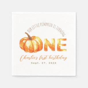 Servilleta De Papel Nuestra pequeña calabaza Cae Acuarela Primer Cumpl