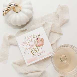 Servilleta De Papel Nuestra Pequeña Calabaza Cumple Uno 1er Cumpleaños