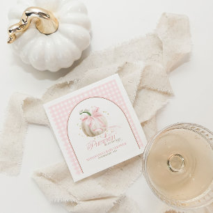 Servilleta De Papel Nuestra Pequeña Calabaza Rosa a Cuadros Personaliz