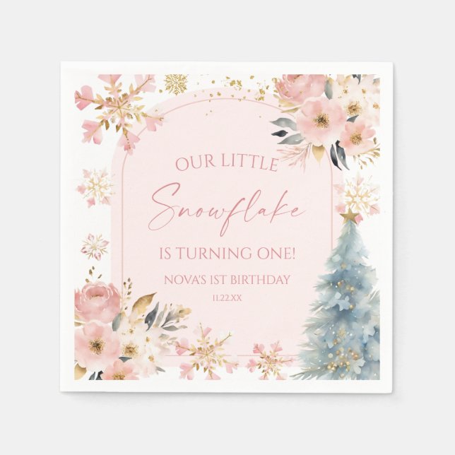 Servilleta De Papel Nuestra pequeña fiesta de cumpleaños de invierno r (Anverso)