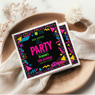 Servilleta De Papel nuestra pequeña fiesta de cumpleaños Retro Neon de