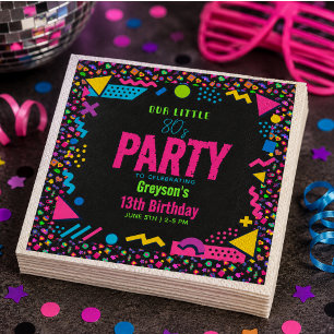 Servilleta De Papel nuestra pequeña fiesta de cumpleaños Retro Neon de