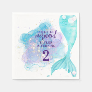 Servilleta De Papel Nuestra pequeña foto de Sirena fiesta de cumpleaño