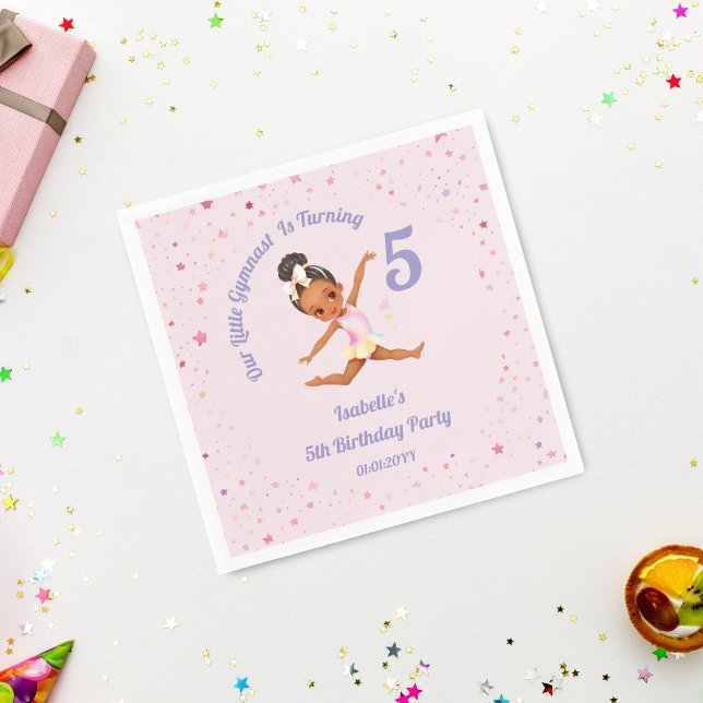 Servilleta De Papel Nuestra Pequeña Gimnasta Cumple 5 Años Rosados (Subido por el creador)