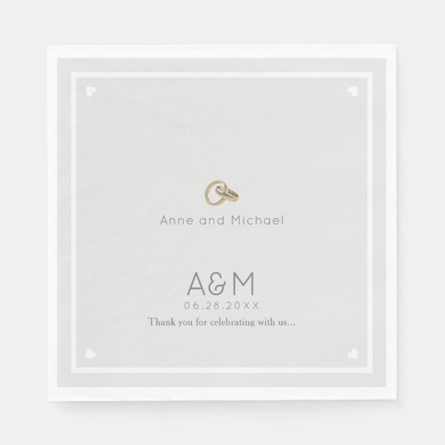 Servilleta De Papel Nuestro Boda fiesta de recepción gris pálido (Anverso)