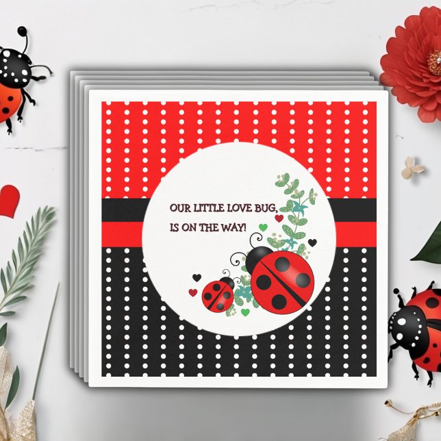 Servilleta De Papel Nuestro pequeño amor Bug Red Black Baby Shower (Subido por el creador)