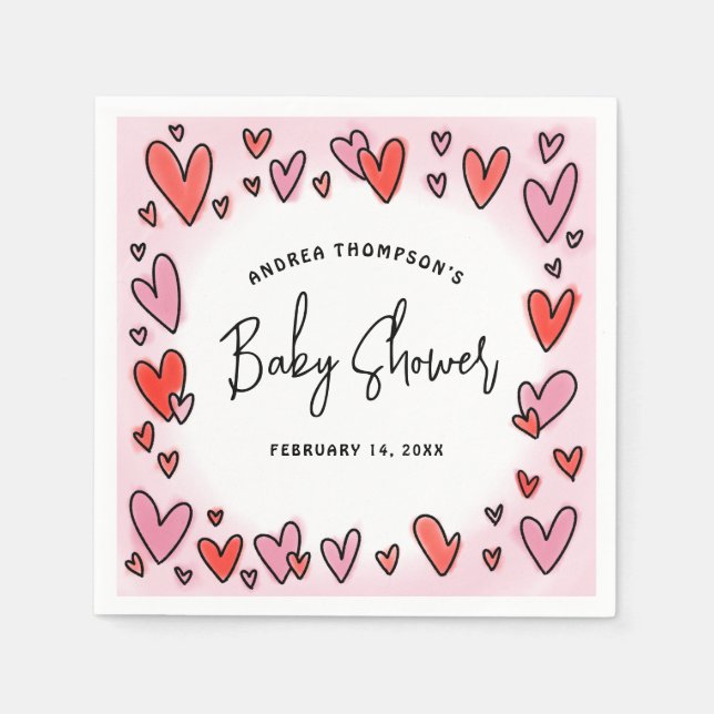 Servilleta De Papel Nuestro pequeño amor Valentine Hearts Baby Shower (Anverso)
