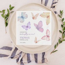 Servilleta De Papel Nuestro pequeño Chica mariposa de primer cumpleaño