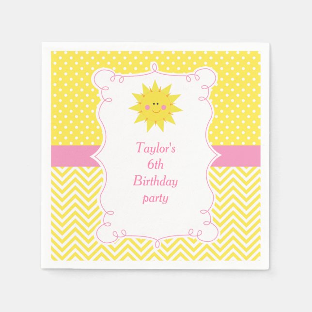 Servilleta De Papel Nuestro pequeño Cumpleaños Sunshine Gracias (Anverso)