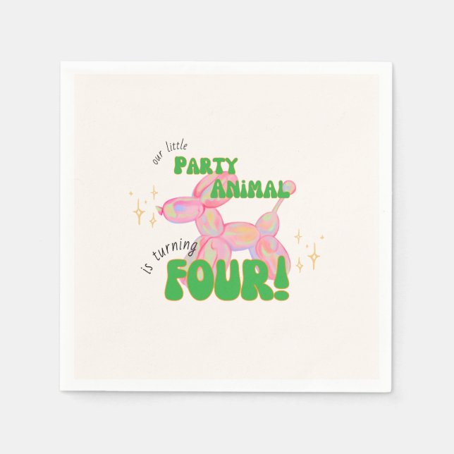 Servilleta De Papel Nuestro pequeño Fiesta, un animal con globo (Anverso)