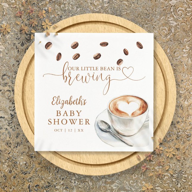 Servilleta De Papel Nuestro Pequeño Frijol Está Preparando Café Fiesta (Our Little Bean Is Brewing Coffee Baby Shower Napkins)