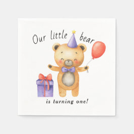 Servilleta De Papel Nuestro pequeño oso cumple un año Fiesta de cumple