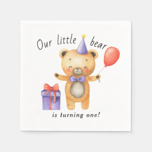 Servilleta De Papel Nuestro pequeño oso cumple un año Fiesta de cumple