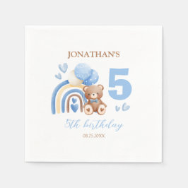 Servilleta De Papel Nuestro pequeño oso lindo cumpleaños con globo arc