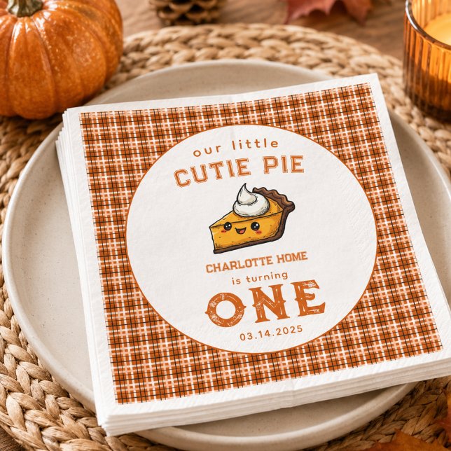 Servilleta De Papel Nuestro Pequeño Pastelito Cumpleaños Pi Día 1er Cu (Our Little Cutie Pi Day 1st Birthday Napkins)