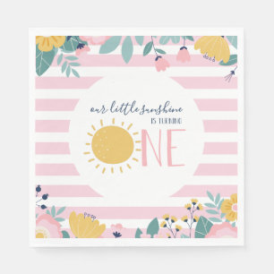 Servilleta De Papel Nuestro pequeño sol floral, Cumpleaños de raya ros