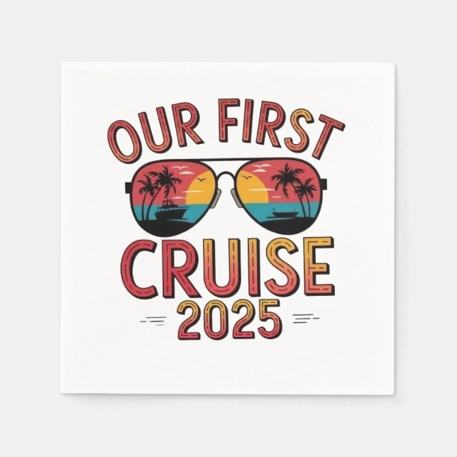 Servilleta De Papel Nuestro primer viaje en crucero 2025 coincidiendo (Anverso)