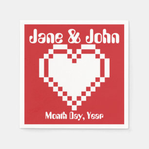 Servilleta De Papel Nuestros corazones de 8 bits en servilletas de cer