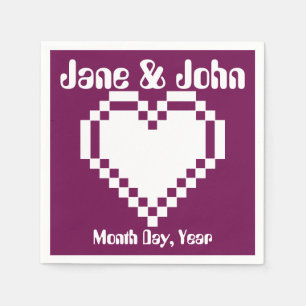 Servilleta De Papel Nuestros corazones de 8 bits en servilletas de vin