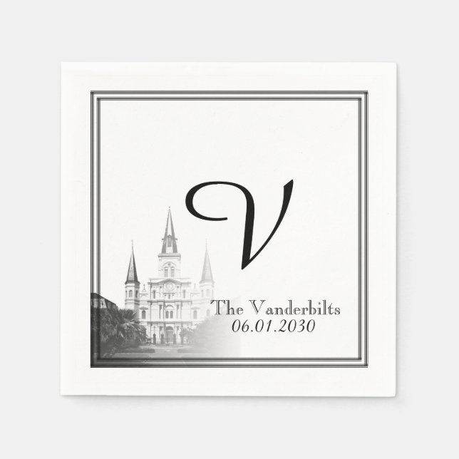 Servilleta De Papel Nueva Orleans Destino Boda Napkin (Anverso)