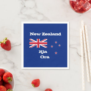 Servilleta De Papel Nueva Zelanda, Kia Ora y bandera de Nueva Zelanda