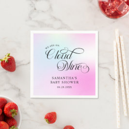 Servilleta De Papel Nueve Baby Shower en la nube rosa pastel moderna