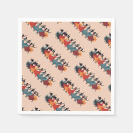 Servilleta De Papel Nueve Damas Bailando Estilo Retro Estencil 1