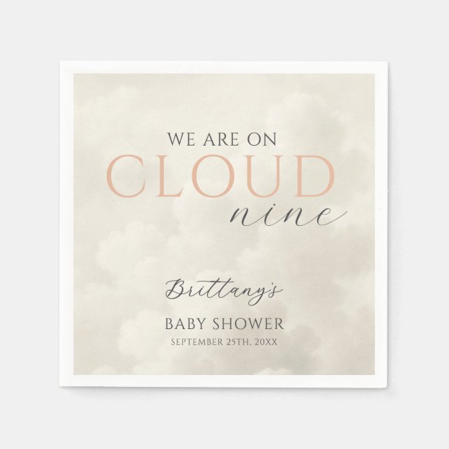 Servilleta De Papel Nueve nubes blancas Baby Shower (Anverso)