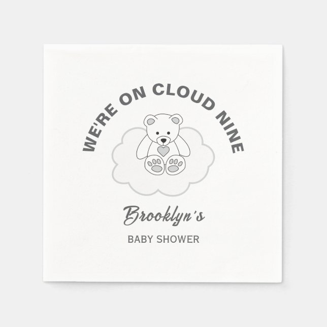 Servilleta De Papel Nueve Sexo Neutral Baby Shower Teddy Bear (Anverso)