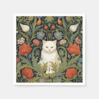 Servilleta De Papel Nuevo gato blanco en el jardín
