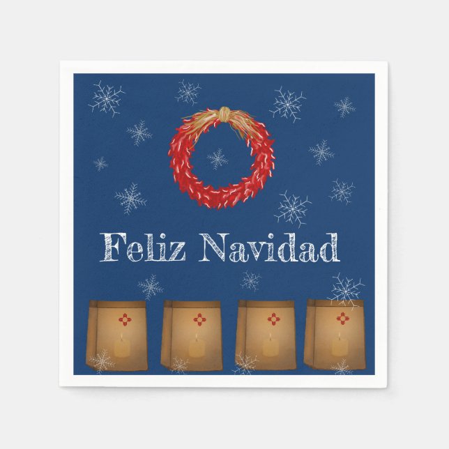 Servilleta De Papel Nuevo México Luminarias Farolitos Zia Red Chile (Anverso)