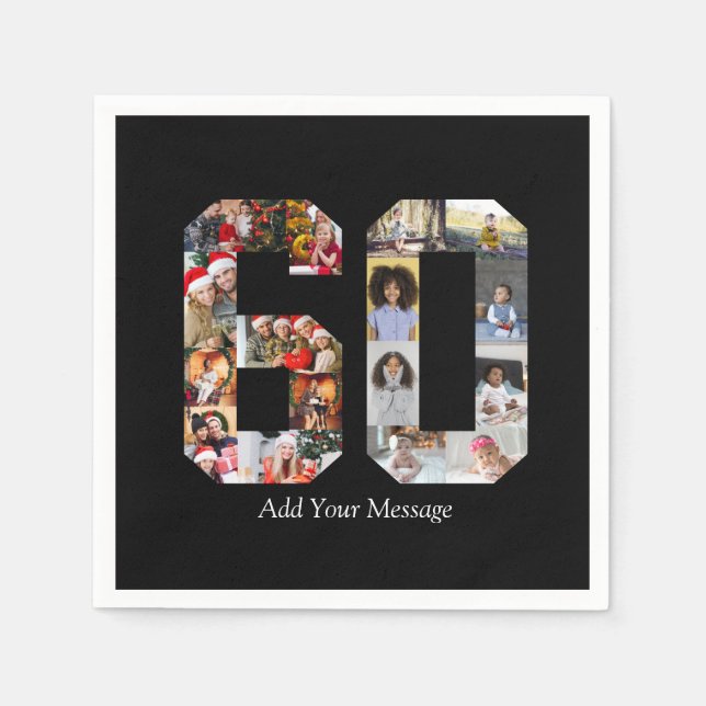 Servilleta De Papel Número 60 Collage de fotos (Anverso)