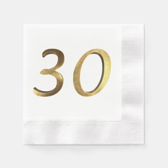 Servilleta De Papel Número de oro del 30 aniversario del Boda de cumpl (Anverso)