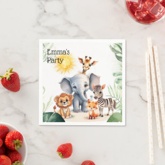 Servilleta De Papel Nursera de selva bebé fiesta safari lindos animale