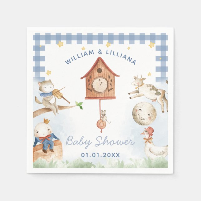 Servilleta De Papel Nursery Rhyme Baby Shower Paper Napkins (Anverso)