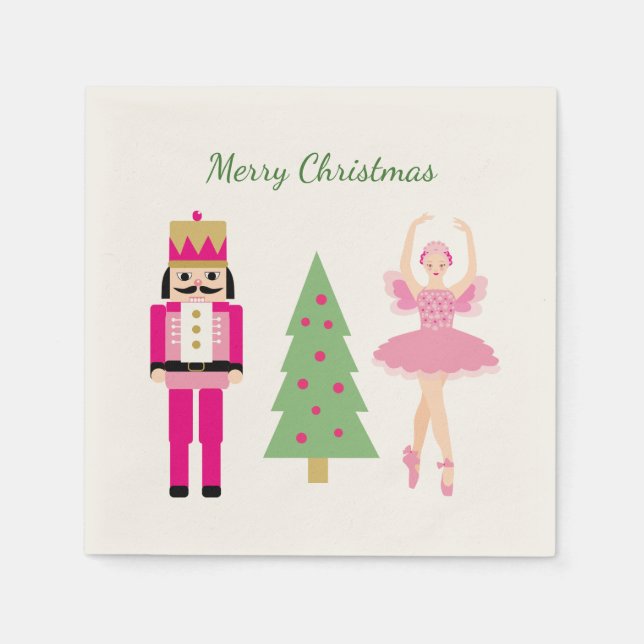 Servilleta De Papel Nutcracker, árbol de Navidad, Ballerina (Anverso)