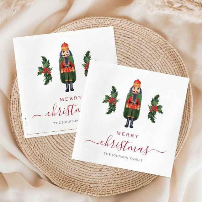 Servilleta De Papel Nutcracker Festivo Feliz Navidad (Festive Nutcracker Merry Christmas Napkins)