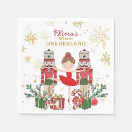 Servilleta De Papel Nutcracker Winter Onederland 1st Birthday Red