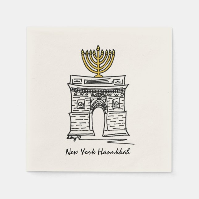 Servilleta De Papel NYC Hanukkah Washington Square Arch Menorah (Anverso)