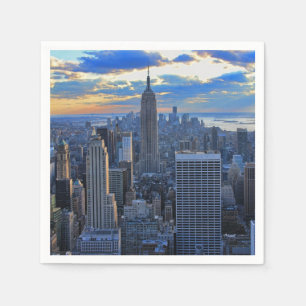 Servilleta De Papel NYC Skyline a última hora de la tarde se acerca la