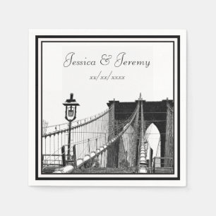 Servilleta De Papel NYC Skyline Brooklyn Bridge #2 Boda