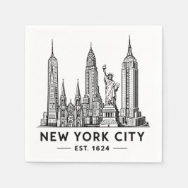 Servilleta De Papel NYC Skyline Illustration with Statue of Liberty